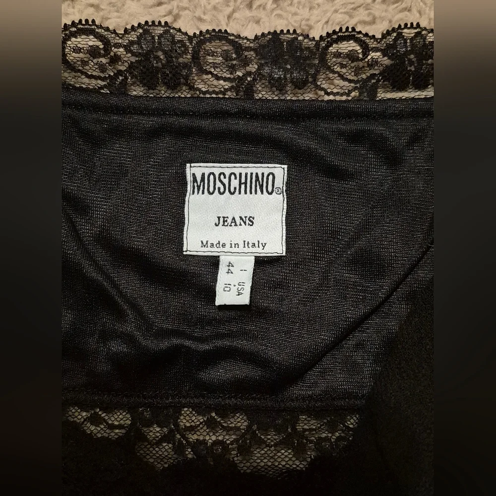 Moschino Black Lace Trim Women's Top Size 10 EUC - Picture 9 of 12